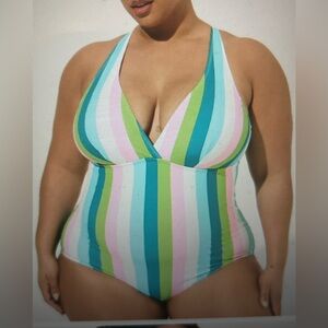 Torrid Colorful Striped Bathing Suit-Full coverage
